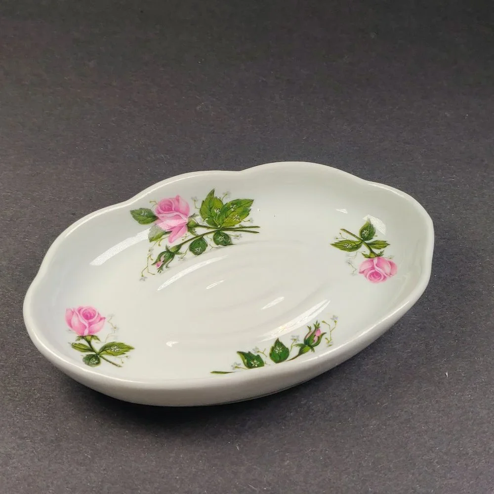 Vintage French Champs Elysées Paris Porcelain Soap Dish Floral 50s/60s